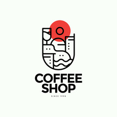 Monoline Coffee Shop Logo Template