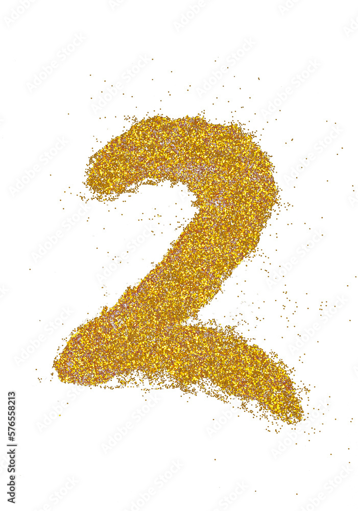 Poster number 2 in glitter of gold particle isolated