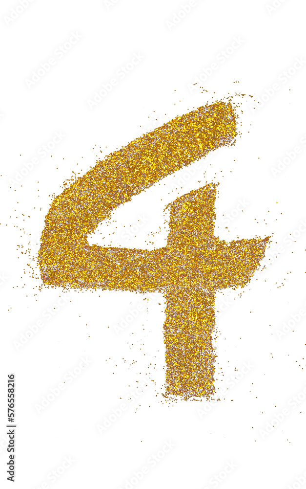 Poster number 4 in glitter of gold particle isolated