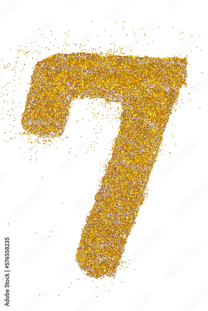 Poster number 7 in glitter of gold particle isolated