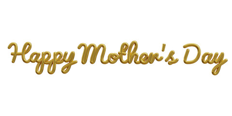 Fototapeta na wymiar happy mother's day text one line gold isolated on white background. 3d illustration