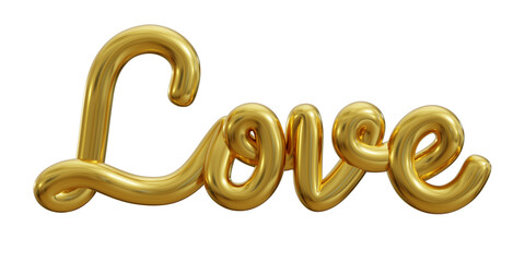 love text one line gold isolated on white background. 3d illustration