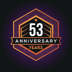 53rd year anniversary celebration abstract logo design on vantage black background vector template