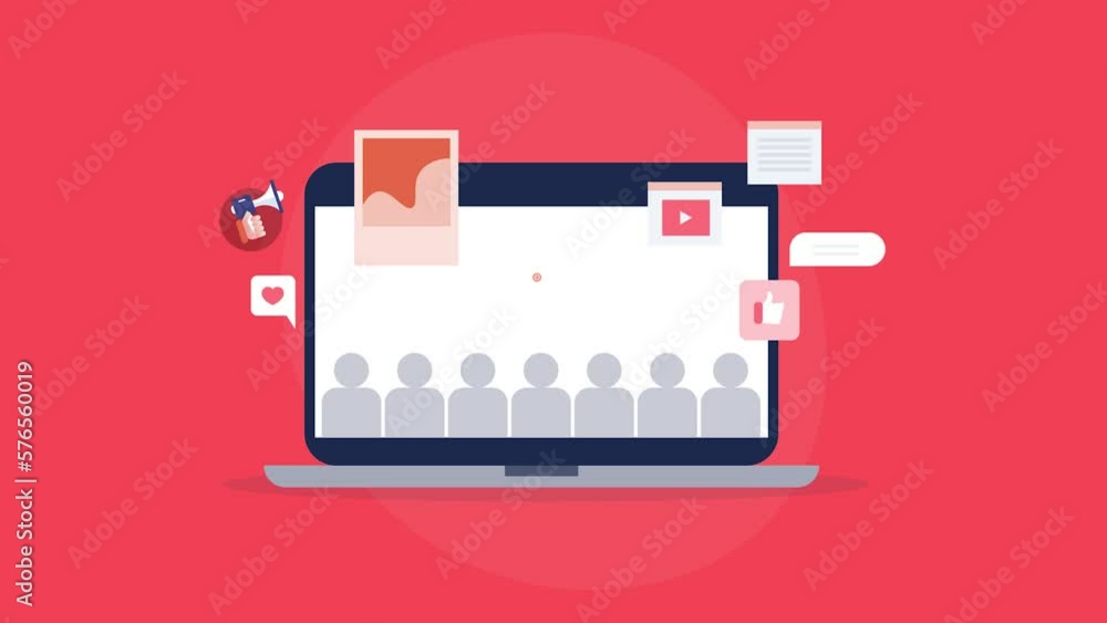Poster targeting online social media network audience with content marketing strategy, visual communication