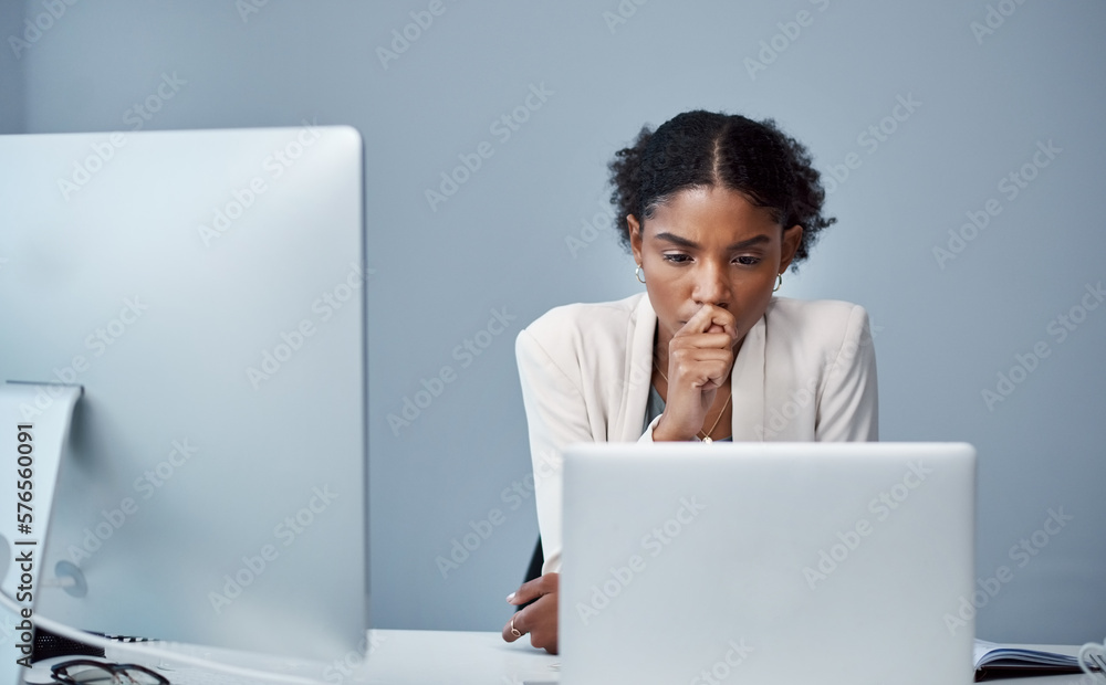 Poster there are some things the undo button cant fix. shot of a young businesswoman using a laptop and loo