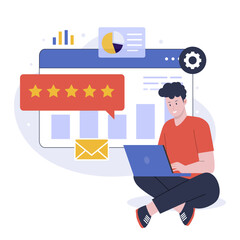 Flat design of reputation marketing strategy. Illustration for websites, landing pages, mobile apps, posters and banners. Trendy flat vector illustration
