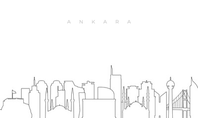 Outline Ankara skyline. Trendy template with Ankara buildings and landmarks in line style. Stock vector design.