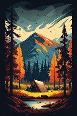 Natural Camping - Landscape Painting - by Generative AI