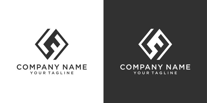 LF or FL initial letter logo design template