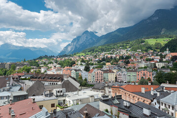 Fototapeta na wymiar Aerial view of Innsbruck, Austria, from the City Tower