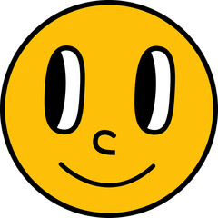 Retro emoji eyes and a smile.