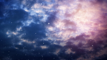 Naklejka na ściany i meble Stars in the night with clouds.