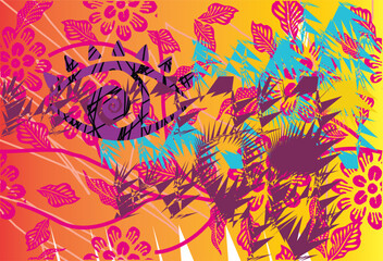 Abstract artistic design stylized combination of eyes and flora