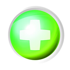 Obraz premium Plus or medical symbol colorful game button