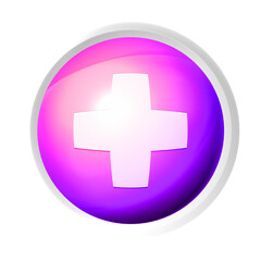Obraz premium Plus or medical symbol colorful game button