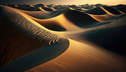 Un paysage de dunes du désert avec des ondulations de sable.