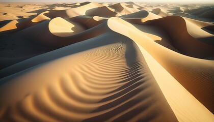 Fototapeta na wymiar Un paysage de dunes du désert avec des ondulations de sable.