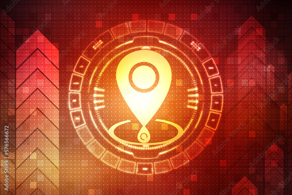 Poster 2d rendering red map pointer
