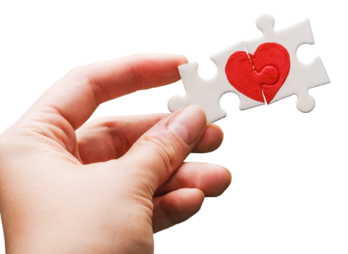 Close-up red Heart in female hand, love concept