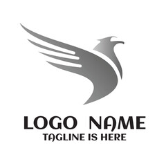 Abstract bird logo silhouette. Phoenix flight wings business company elements. Art eagle style illustration freedom symbol