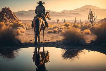 Cowboy in the wild west. Generative ai.