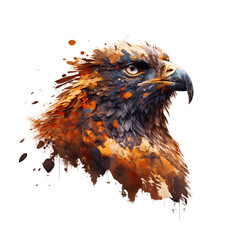 Portrait of a beast eagle with color splash vibrant