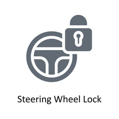 Steering Wheel Lock Vector Solid Icons. Simple stock illustration stock - obrazy, fototapety, plakaty