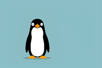 Cute Penguin Art On green background created with generative ai technology