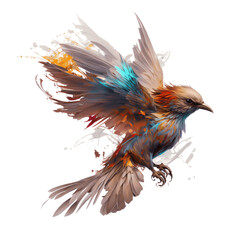 Obraz premium Potrait of Pigeon bird flying with color splash vibrant