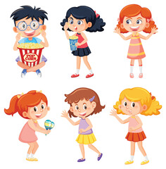 Set of cute children cartoon character