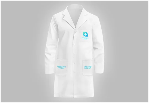 Modelo de Lab Coat Mockup do Stock | Adobe Stock
