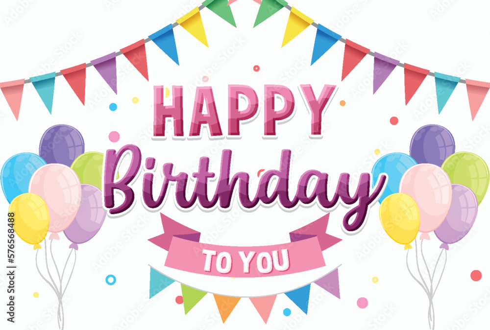 Wall mural happy birthday message for banner or poster design