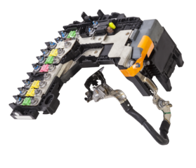 Close up view of Car Fuse box, Control engine lighting. Car electrical and automobile industry.