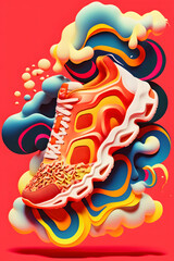 illustration of a colorful sneaker, concept of running sport