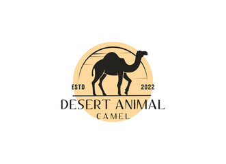 Arabian Camel Logo with badge and emblem design. Camel vector logo