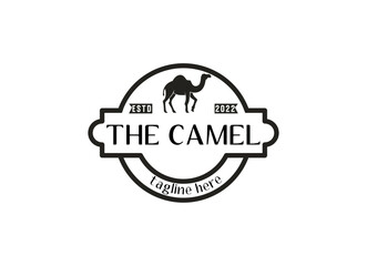 Arabian Camel Logo with badge and emblem design. Camel vector logo