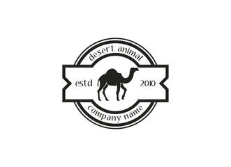 Arabian Camel Logo with badge and emblem design. Camel vector logo
