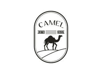 Arabian Camel Logo with badge and emblem design. Camel vector logo