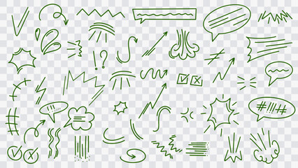 Vector illustration of cute doodles, set of hand drawn cute doodles for decoration. abstract arrows, lines and other hand drawn style elements for conceptual design.