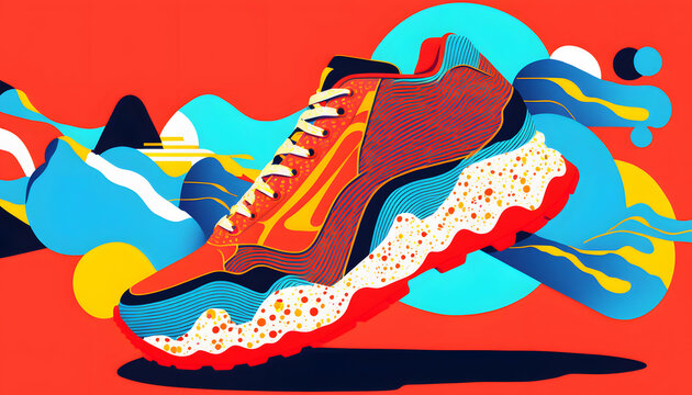 illustration of a colorful sneaker, concept of running sport