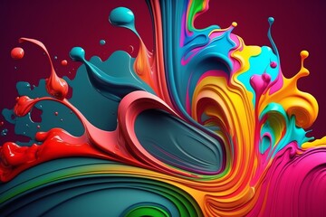 Abstract color splash background. Paint splashes. Painting concept. Generative AI