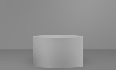 gray grey stand blank podium on gray soft gradient with shine light scenes background