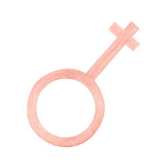 Pink sign female. Female sex symbol watercolor icon. Gender symbol. Feminine sign. Women gender illustration on white isolated background. Girl masculine business concept. © Fedulova_art