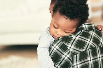 Somebodys sleepy. Shot of a little baby boy at home.