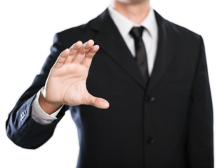 Human hand press on the button with virtual illustration