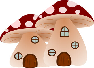 two Beautiful mushroom house, Illustration of a mushroom house