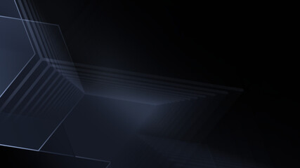Illustration of a dark background with geometric shapes and effects