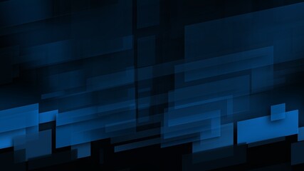 Fototapeta premium Illustration of a dark blue 3D background with slanted transparent interlaced rectangles with effects