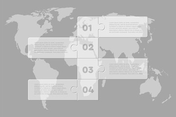 Transparent diagram infographic process on 4 steps