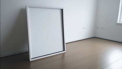 Mockup Art Frame on the floor. Empty room. Generative AI